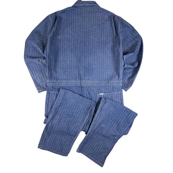Vintage Key Hickory Stripe Coveralls XL 44x30 | Workwear Denim Jumpsuit USA - Picture 2 of 16